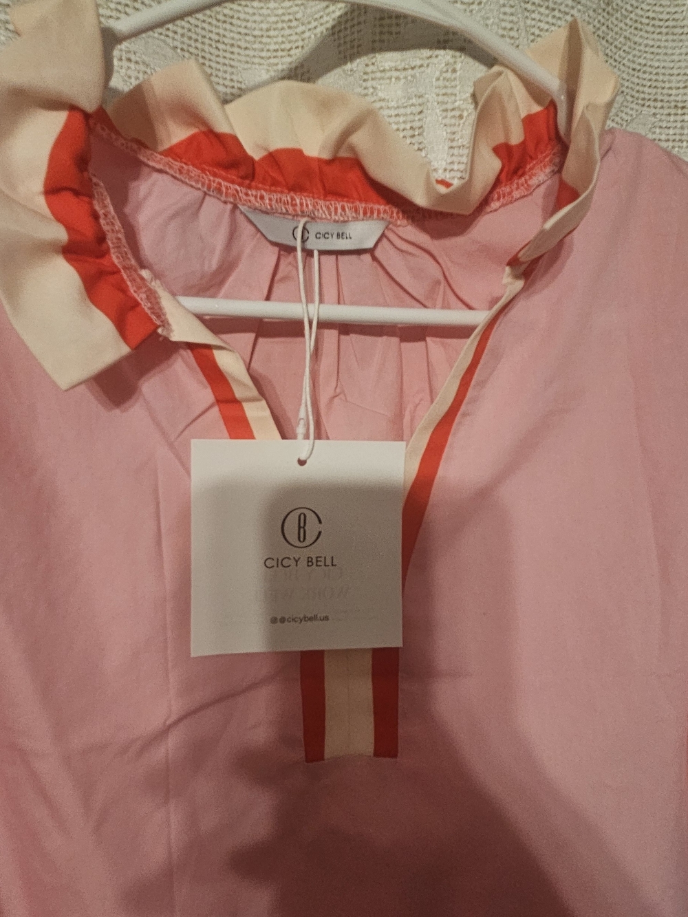 Cicy Bell Men’s Pink Shirt with Stripe Trim
